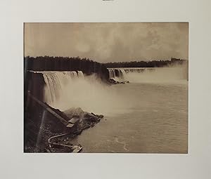 GENERAL VIEW OF NIAGARA FALLS FROM NEW SUSPENSION BRIDGE [Mammoth Plate Albumen Print]