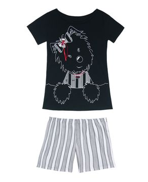 PIJAMA-INFANTIL-FEMININO-CACHORRO-PRETO