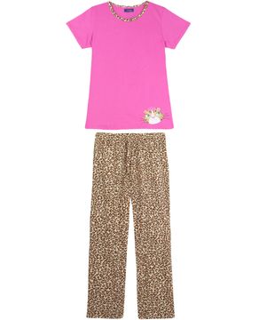 Pijama-Feminino-Puket-Manga-Curta-Calca-Onca