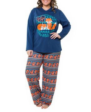 Pijama-Plus-Size-Feminino-Recco-Algodao-Raposa