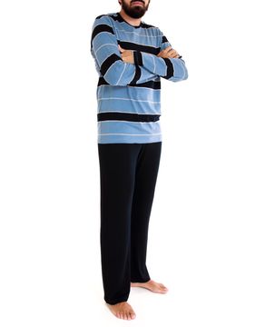 Pijama-Masculino-Fits-Well-Longo-Modal-Listras