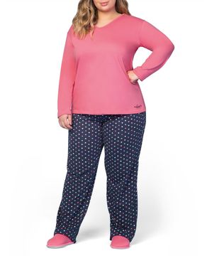 Pijama-Plus-Size-Feminino-Lua-Encantada-Longo-Love