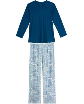 Pijama-Plus-Size-Feminino-Recco-Viscolycra-Azulejo