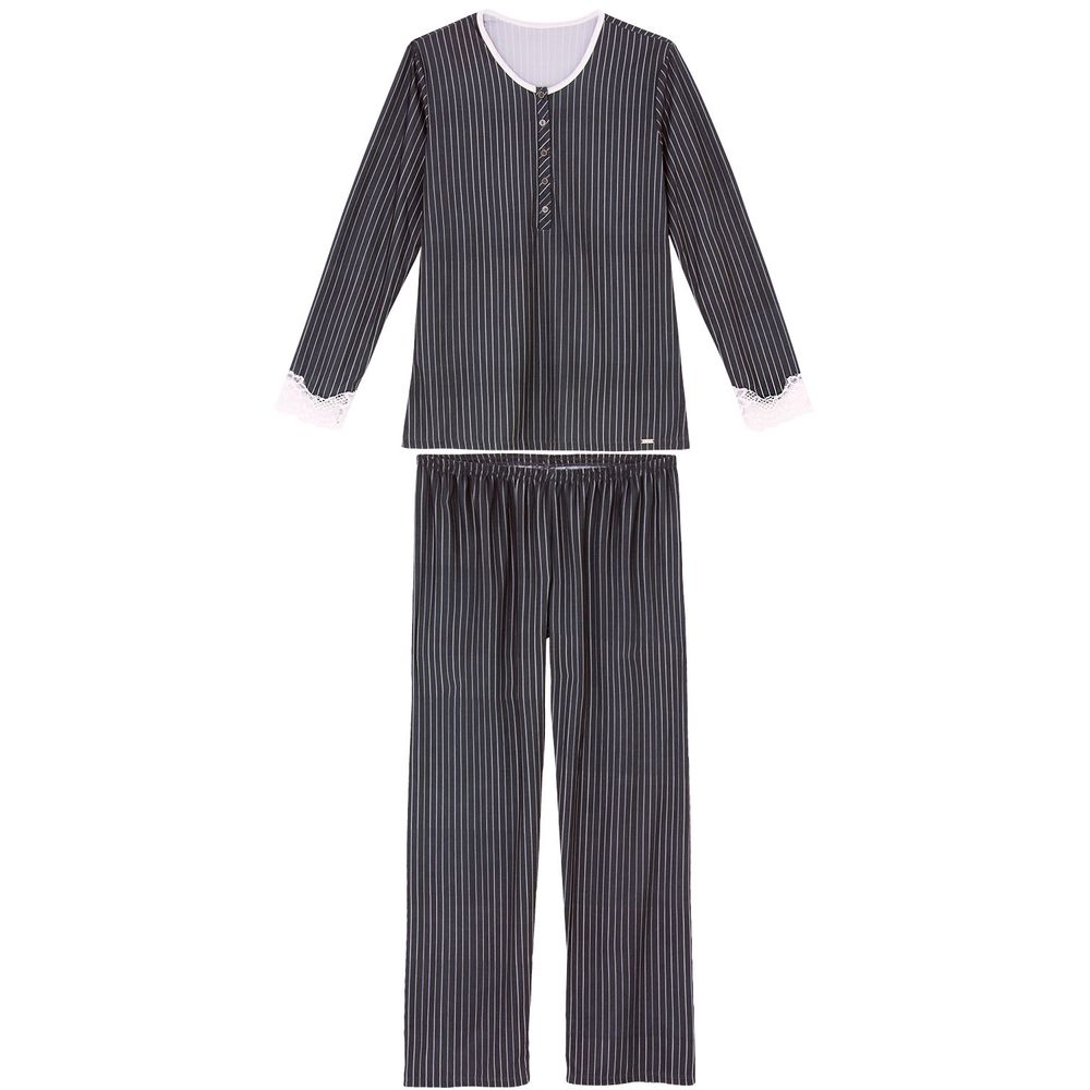 Pijama-Feminino-Recco-Longo-Cetim-Flanelado-Renda