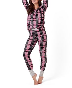 Pijama-Feminino-Joge-Longo-Malha-Tricot-Xadrez