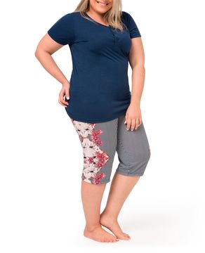 Pijama-Plus-Size-Capri-Toque-Viscolycra-Listras-Floral