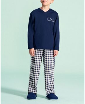 Pijama-Infantil-Masculino-Lua-Encantada-Calca-Xadrez