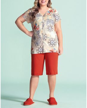 Pijama-Plus-Size-Capri-Aberto-Lua-Encantada-Floral