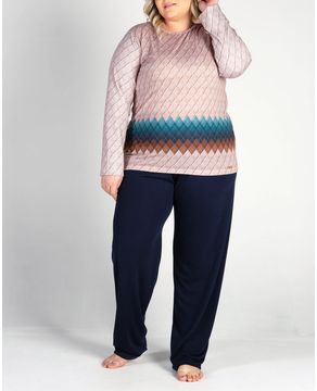 Pijama-Plus-Size-Feminino-Toque-Molecotton-Losangos