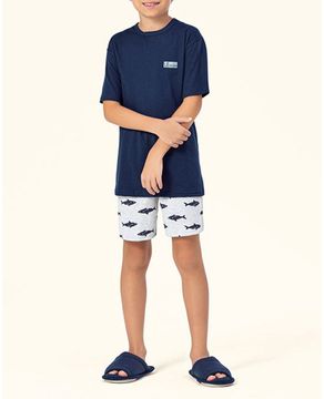 Pijama-Infantil-Masculino-Lua-Encantada-Short-Tubarao