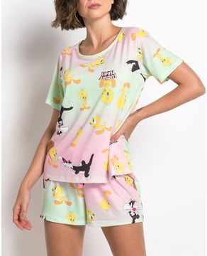 Pijama-Feminino-Curto-Acuo-Viscolycra-Piu-Piu-e-Frajola