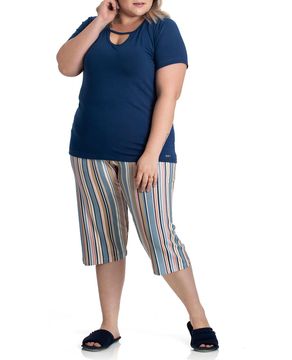 Pijama-Plus-Size-Capri-Toque-Viscolycra-Listras