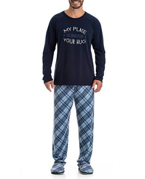 Pijama-Masculino-Toque-Molecotton-Calca-Xadrez