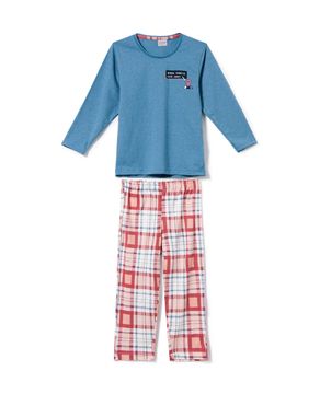 Pijama-Infantil-Masculino-Lua-Encantada-Algodao-Xadrez