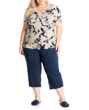 Pijama-Plus-Size-Capri-Daniela-Tombini-Viscolycra-Floral