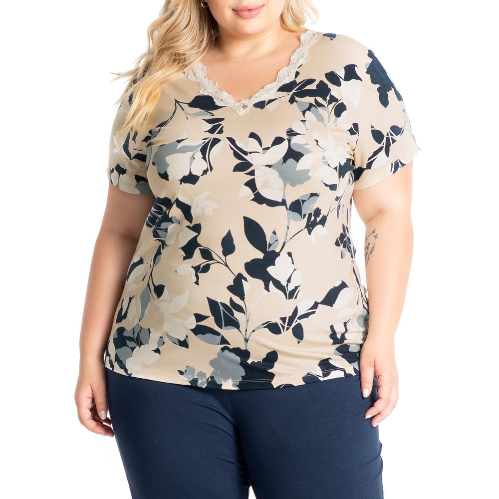 Pijama-Plus-Size-Capri-Daniela-Tombini-Viscolycra-Floral