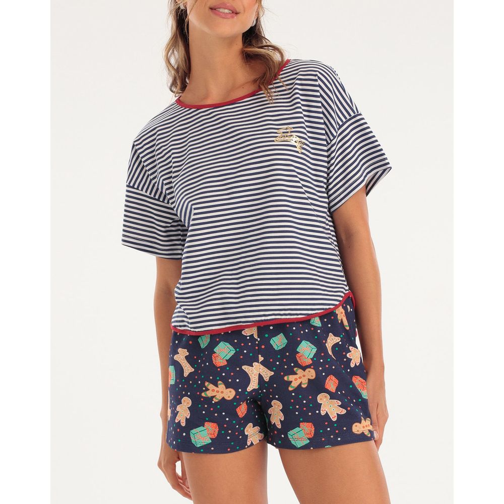 Pijama-Feminino-Acuo-Algodao-Short-Biscoito-Natal