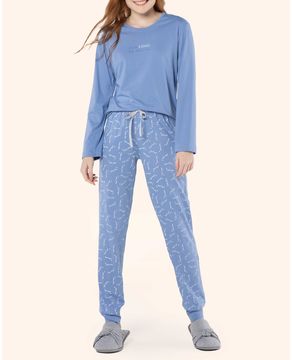 Pijama-Feminino-Lua-Encantada-Punhos-Algodao-Sono