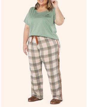 Pijama-Plus-Size-Feminino-Lua-Encantada-Calca-Xadrez