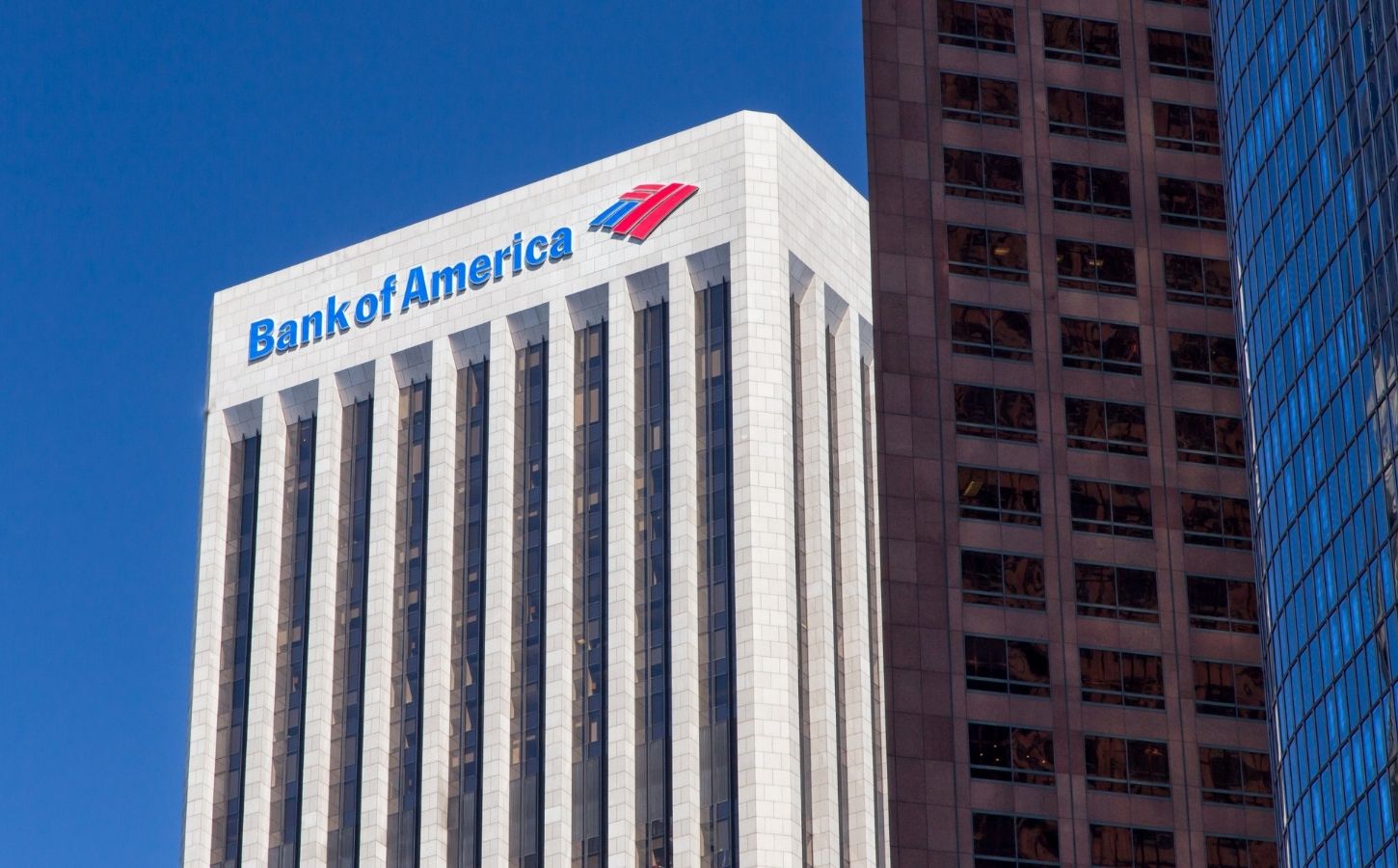 The outside of Bank of America, which is one of the banks funding the environmentally destructive animal agriculture industry