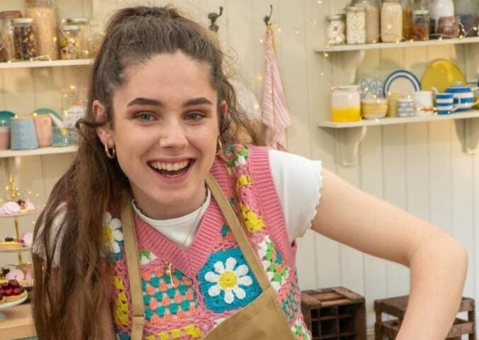 A still of vegan Bake Off star Freya Cox on the Channel 4 show