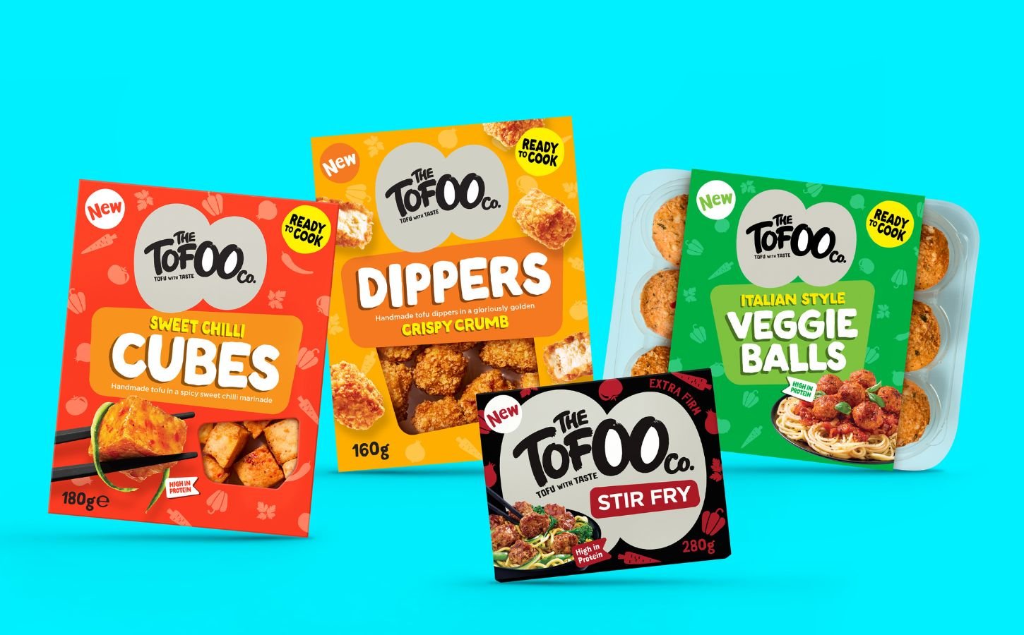 Photo shows the four new tofu products The Tofoo Co is launching in time for Veganuary 2025