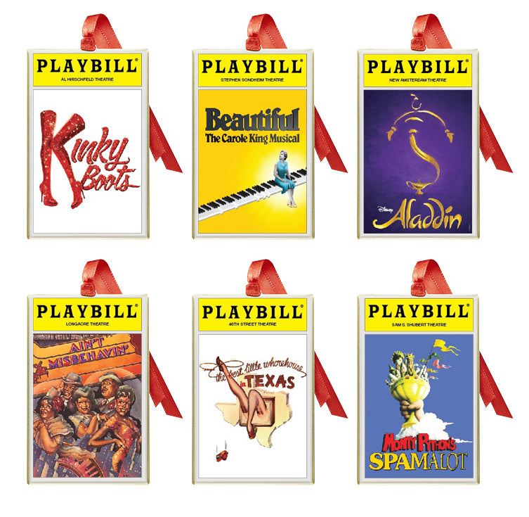 2018 Playbill Ornaments from the Broadway Cares Classic Collection - Set of Six