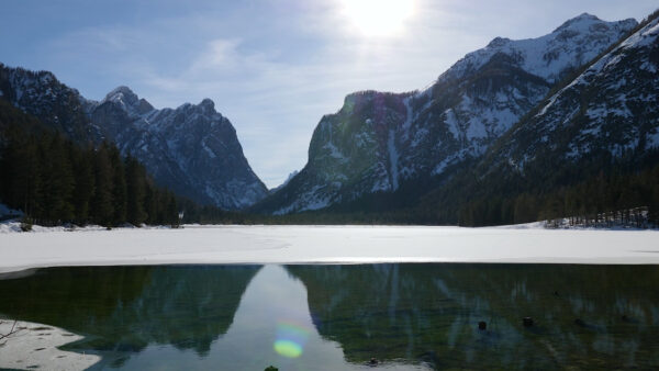 The Lake Dobbiaco in winter