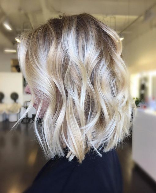 Blunt Lob Hair Cuts - Blonde Balayage Hairstyles