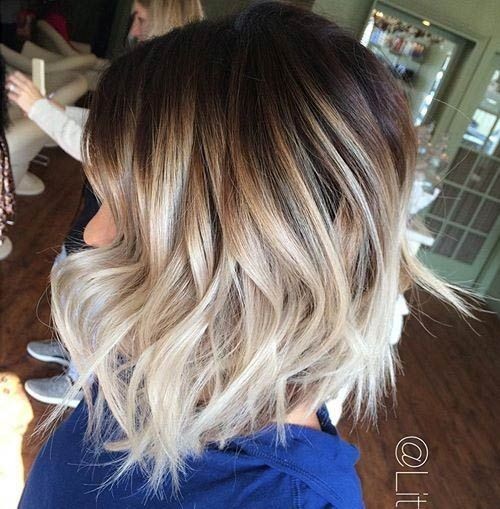 Layered, Wavy Lob Haircut - Ombre, Balayage Hair Styles