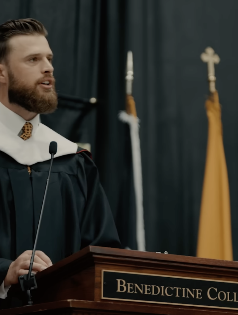 Three-time Super Bowl champion Harrison Butker is in hot water over his controversial commencement speech at the Benedictine College