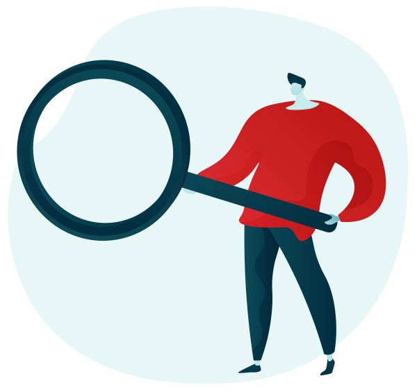 An illustration of a person holding a magnifying glass