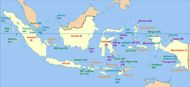 A map of the Islands of Indonesia