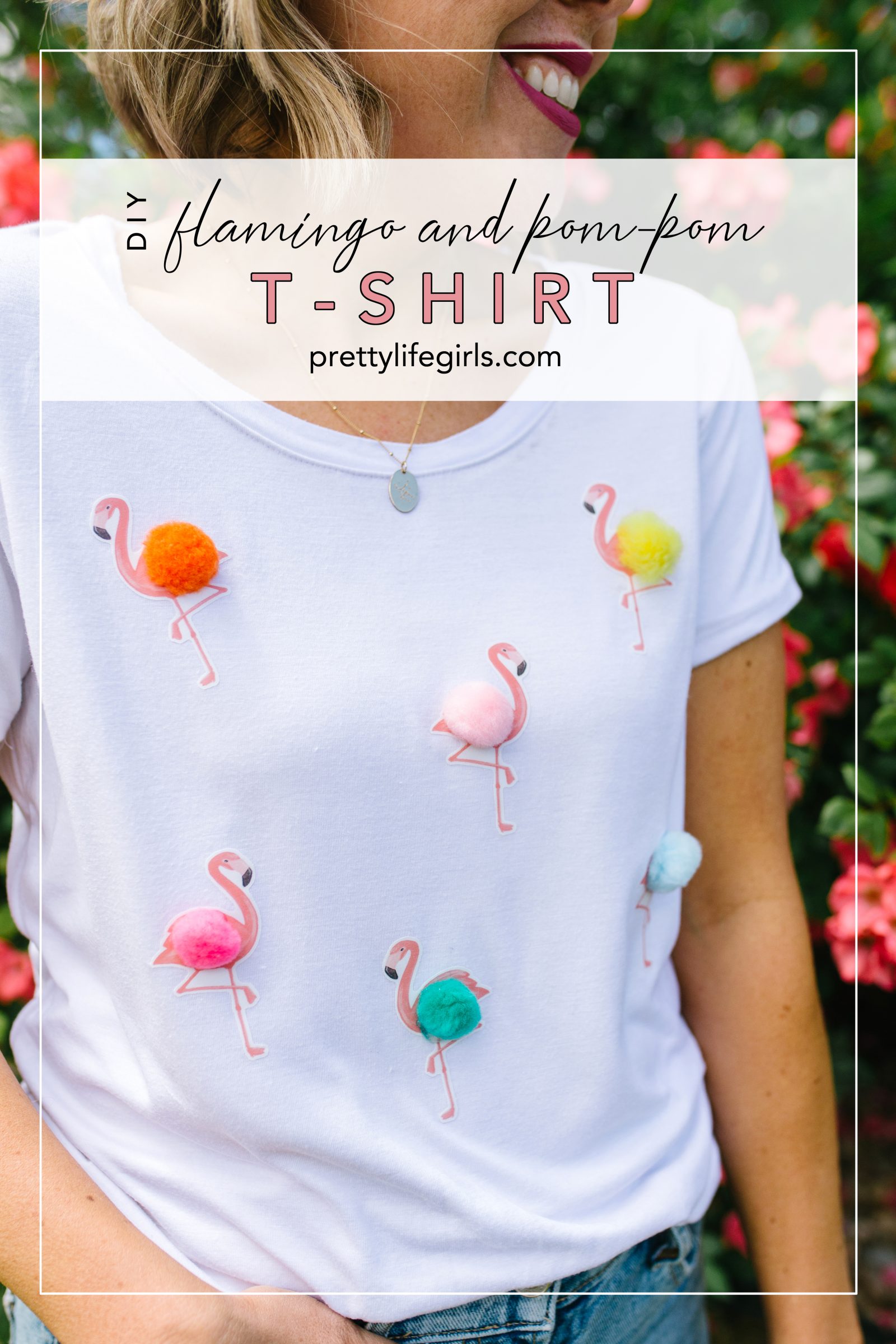 DIY HTV Shirt Ideas: Flamingo and Pom-Pom T-Shirt + a tutorial featured by Top US Craft Blog + The Pretty Life Girls