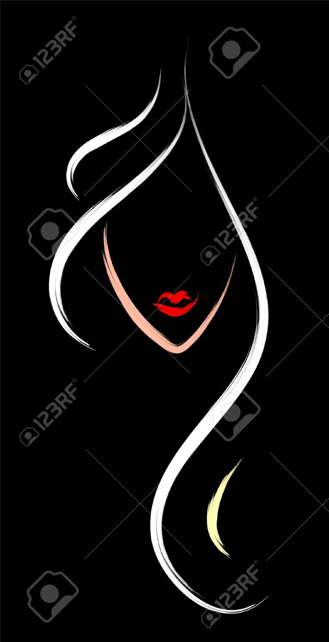 Hair Salon Logo Icon In Brush Drawing Style On Black Background Royalty  Free SVG, Cliparts, Vectors, And Stock Illustration. Image 14764610.