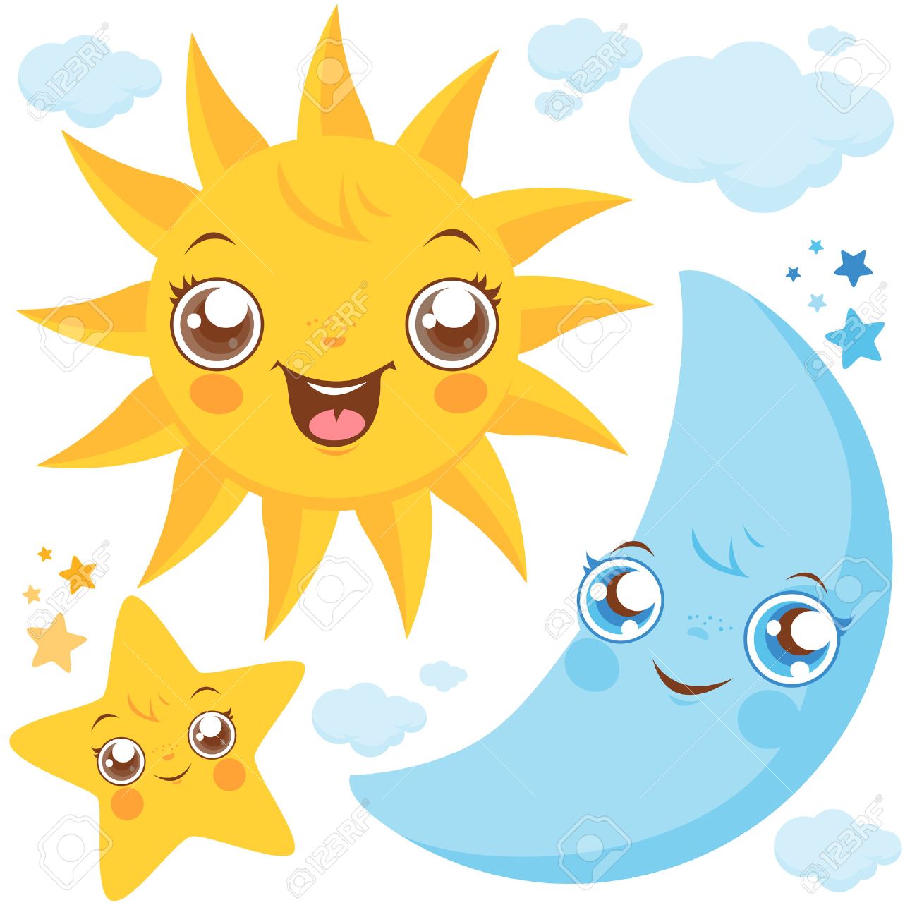 Sun Moon And Stars Royalty Free Cliparts Vectors And Stock Illustration Image