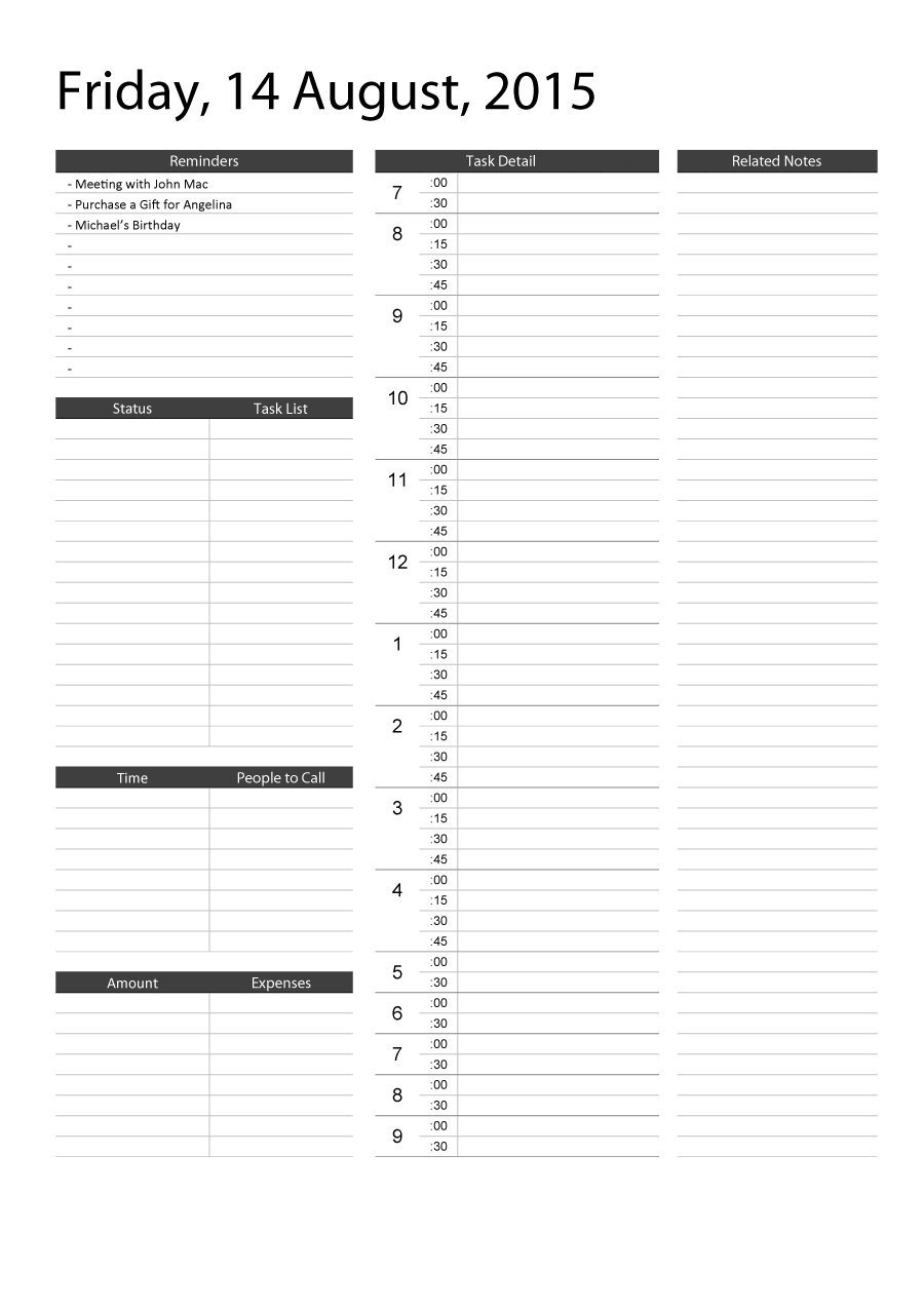 40+ Printable Daily Planner Templates (Free) ᐅ Template Lab - Free Printable Task Organizer