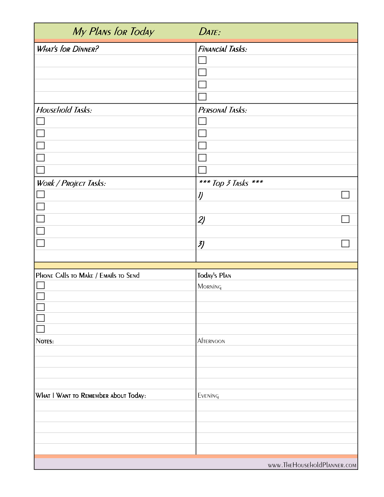 Free Printable Daily Planner Sheets | Homeschooling: General - Free Printable Task Organizer