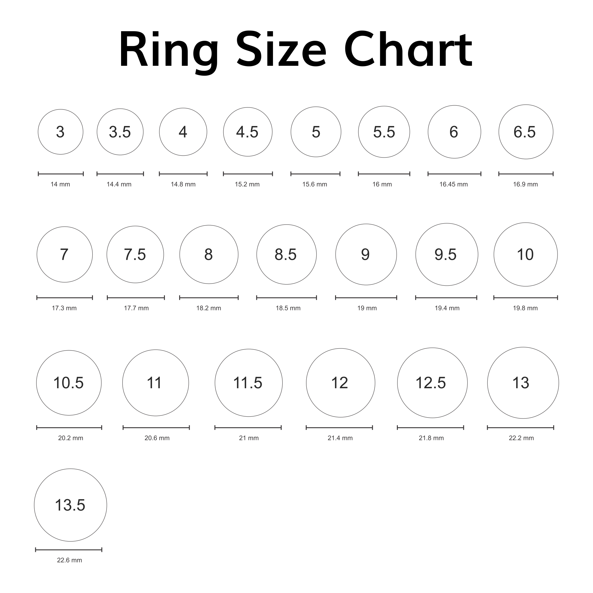 Ring Size Printable Chart