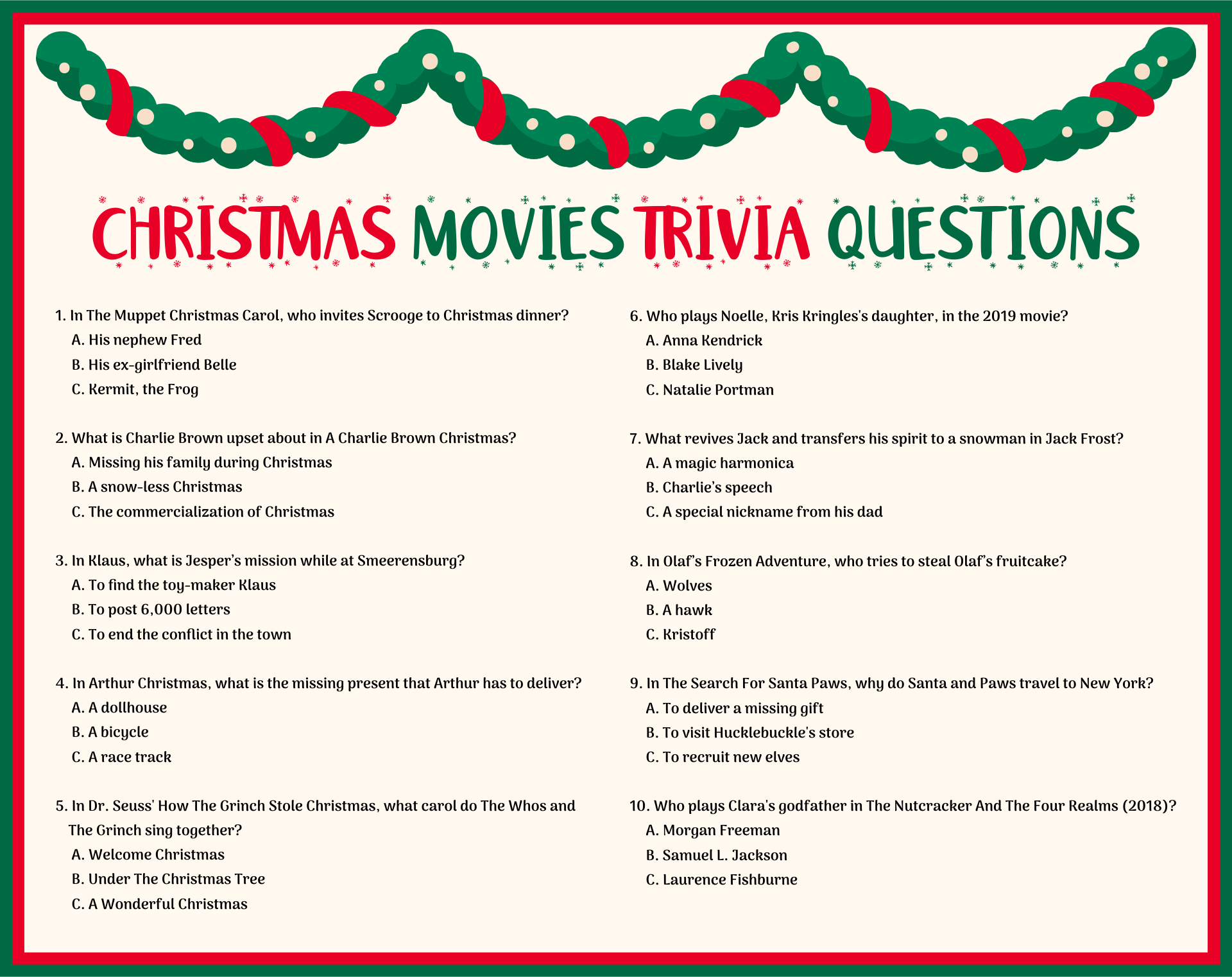 Christmas Trivia Quizzes