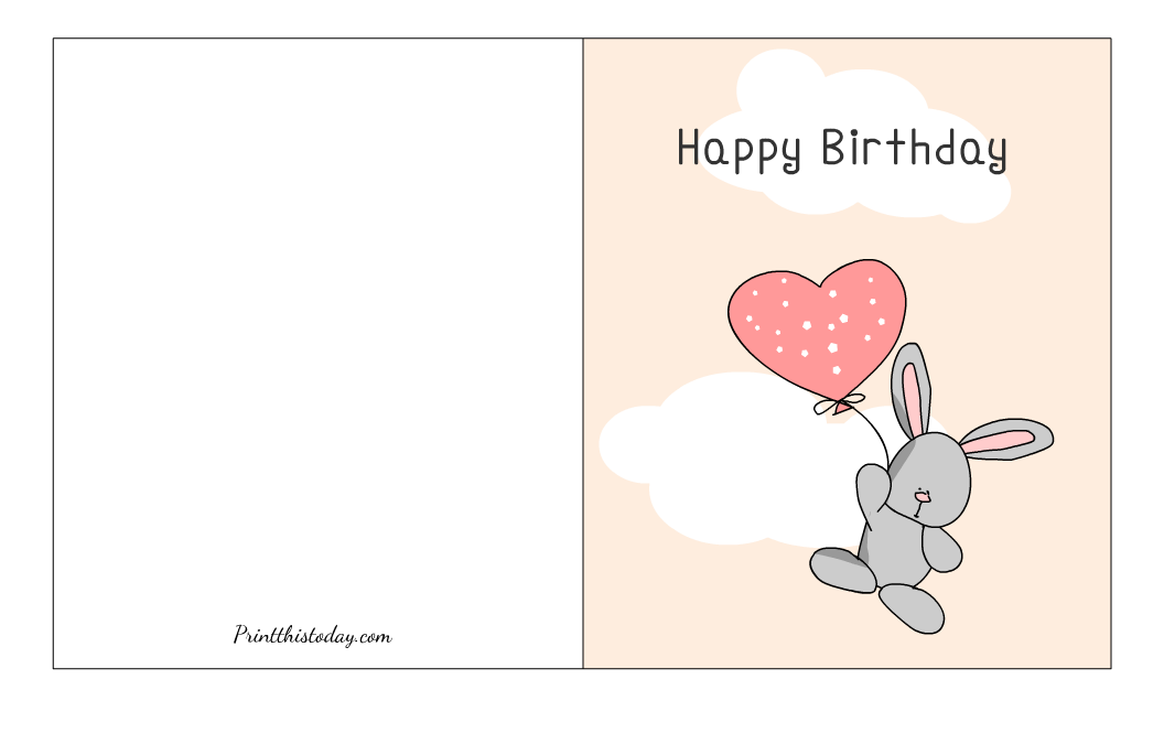 Free Printable Cute Rabbit Birthday Card