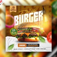 Food Menu Burger Restaurant Social Media Post PSD