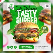 Burger Fast Food Business Social Media Post PSD