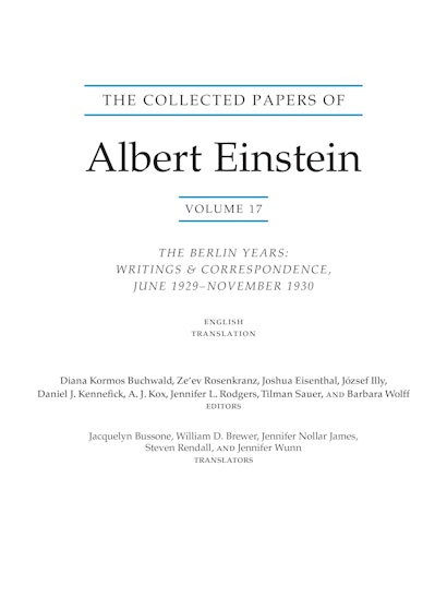 The Collected Papers of Albert Einstein, Volume 17 (Translation Supplement)