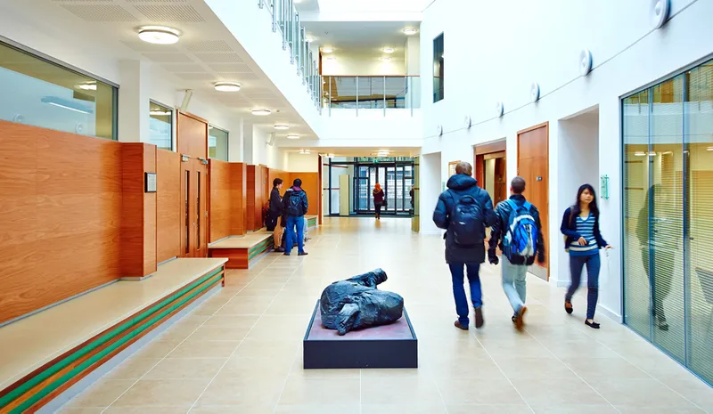 The bustling ground floor corridor of the Palatine Centre