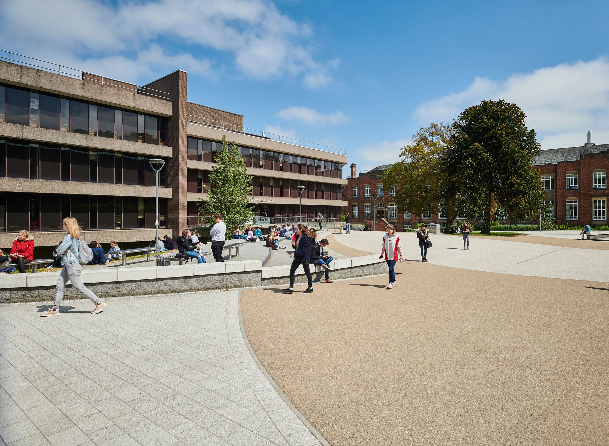 Students walking across campus