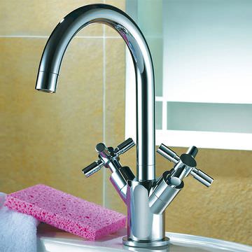 Flova XL Two Handle Diamond Chrome Finish Kitchen Sink Mixer Tap