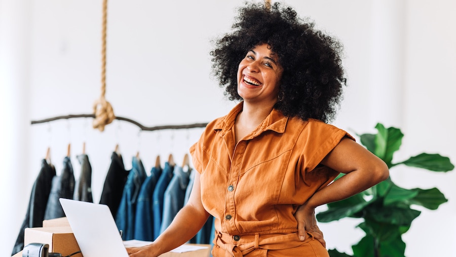 Businesswoman smiling at the office