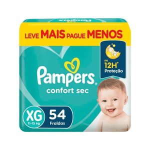 Fralda Infantil Pampers Confort Sec Bag Xg C/54