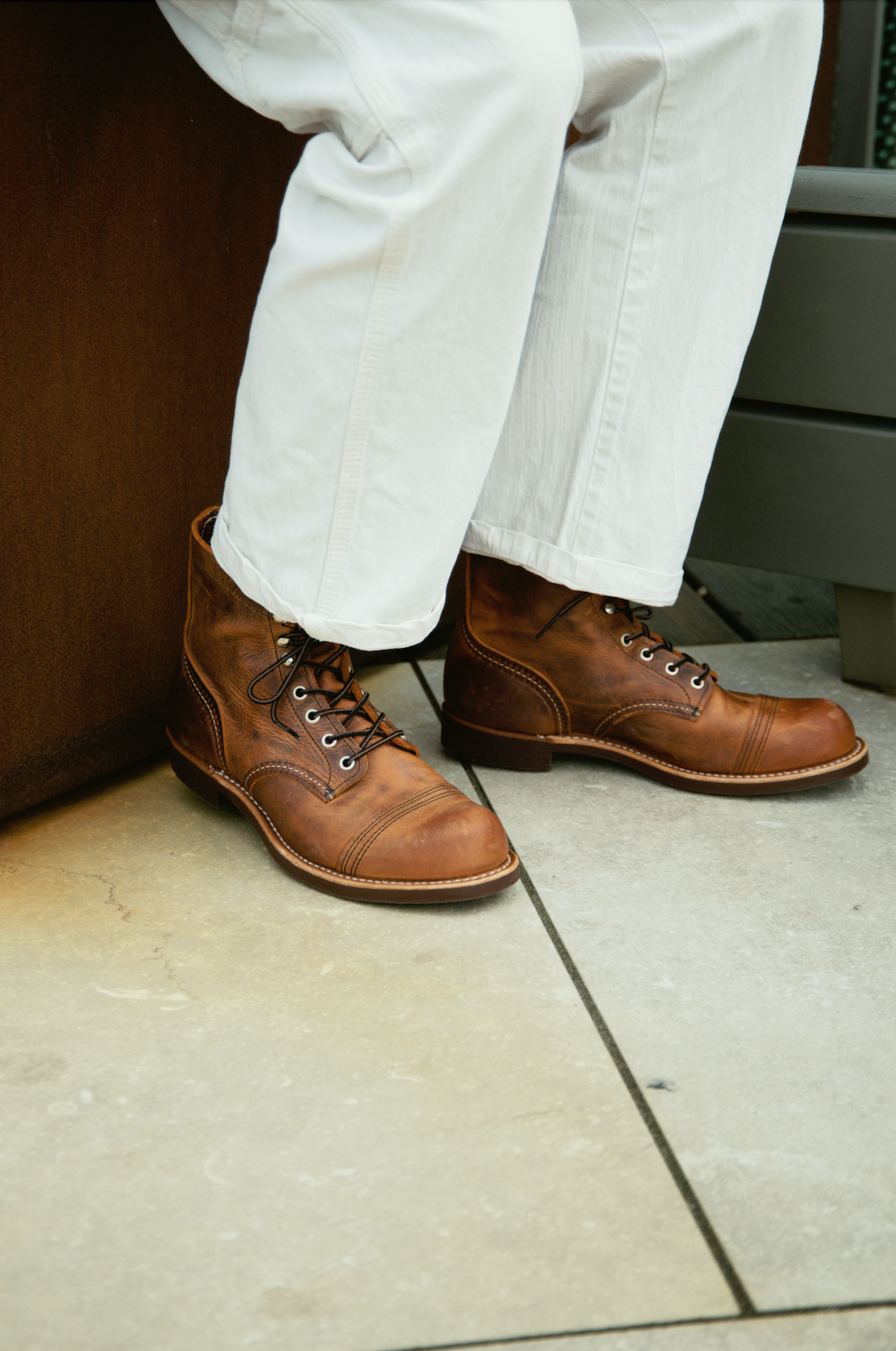 Red Wing 8085 iron ranger boot on feet